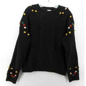 Pepa Loves Anthropologie Sweater Small Pullover Cable Pom Pom Artsy